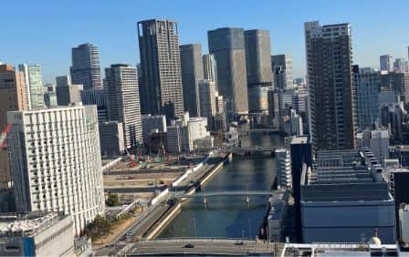 屋上から望む土佐堀川